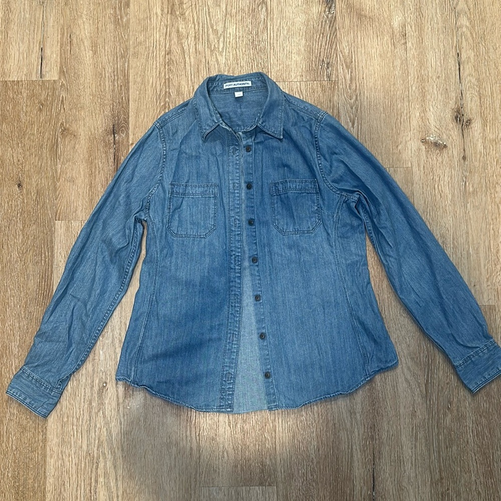 Denim Port Authority Blue Long Sleeve Shirt - Medium